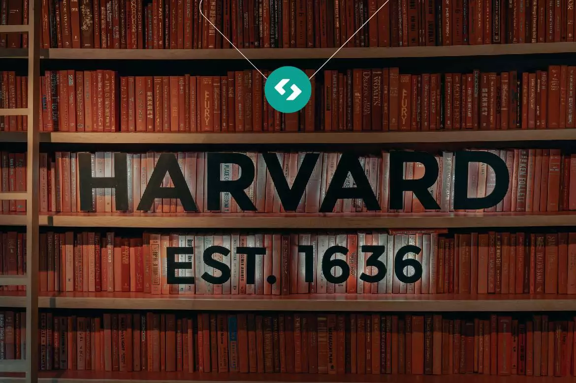 Biblioteca e Logo da Universidade de Harvard